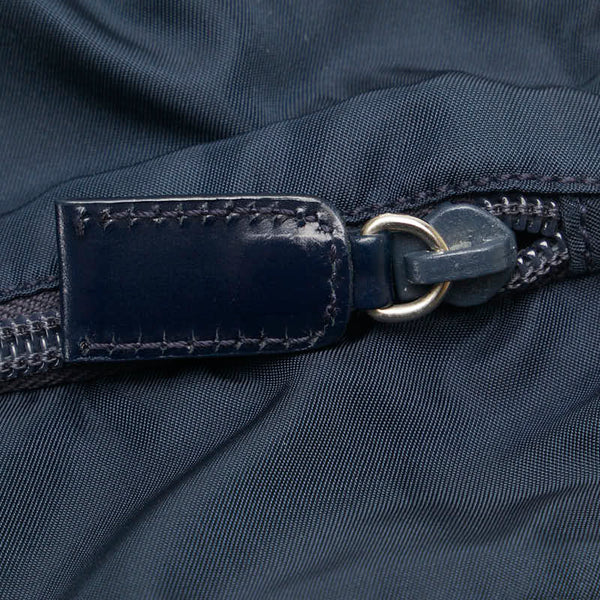 プラダ 三角ロゴプレート ハンドバッグ トートバッグ ネイビー ナイロン レザー レディース PRADA 【中古】