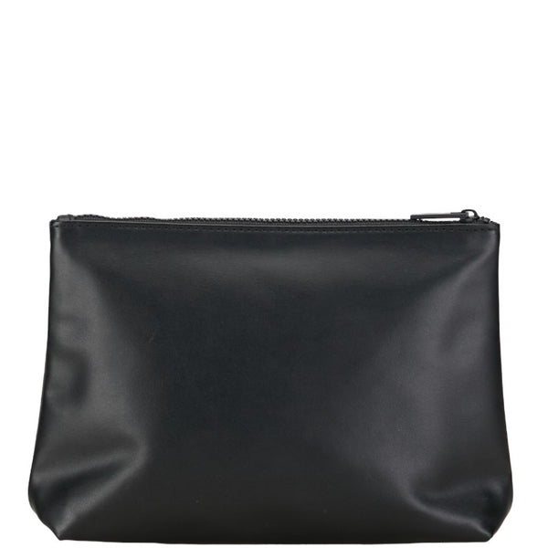 サンローラン ロゴ スター 総柄 ポーチ ブラック ゴールド レザー レディース SAINT LAURENT 【中古】