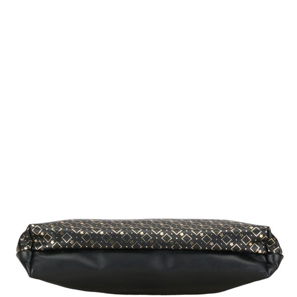 サンローラン ロゴ スター 総柄 ポーチ ブラック ゴールド レザー レディース SAINT LAURENT 【中古】