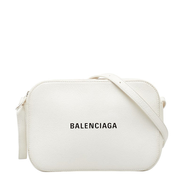 バレンシアガ エブリディ 斜め掛け ショルダーバッグ カメラバッグ 552370 ホワイト レザー レディース BALENCIAGA 【中古】