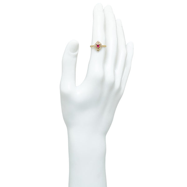 K18YG イエローゴールド ルビー0.20ct ダイヤ0.13ct リング 指輪 レディース 14号 【中古】