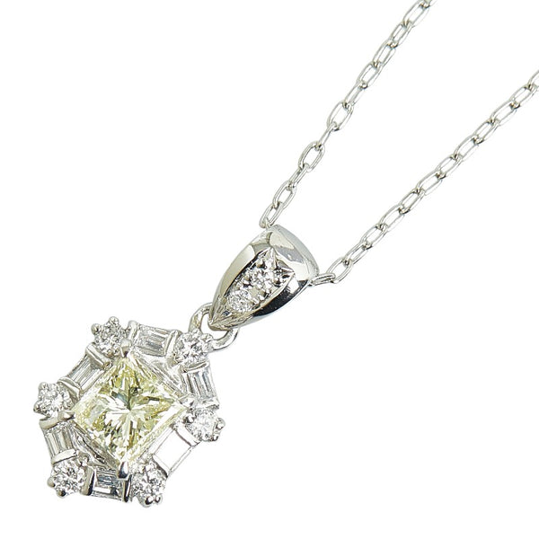 Pt900 プラチナ Pt850 プラチナ ダイヤ0.52ct ダイヤ0.27ct スノークリスタル モチーフ ネックレス レディース 【中古】