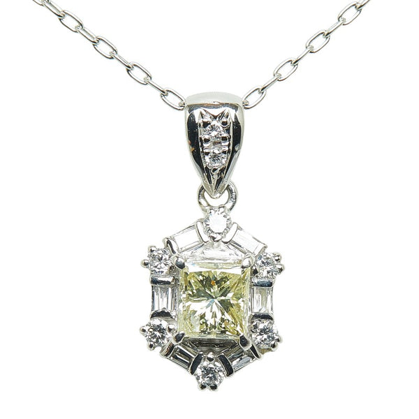 Pt900 プラチナ Pt850 プラチナ ダイヤ0.52ct ダイヤ0.27ct スノークリスタル モチーフ ネックレス レディース 【中古】