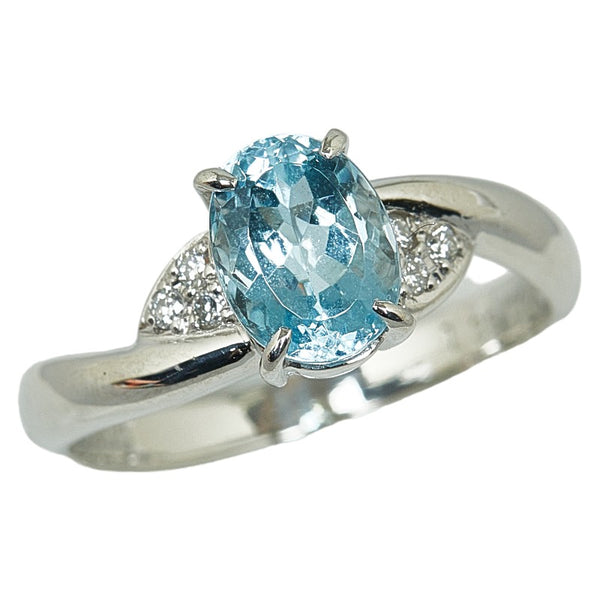 Pt900 プラチナ アクアマリン1.38ct ダイヤ0.07ct リング 指輪 レディース 12.5号 【中古】