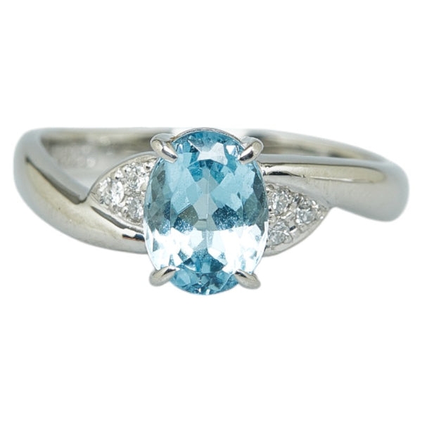 Pt900 プラチナ アクアマリン1.38ct ダイヤ0.07ct リング 指輪 レディース 12.5号 【中古】