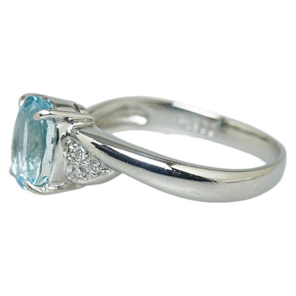 Pt900 プラチナ アクアマリン1.38ct ダイヤ0.07ct リング 指輪 レディース 12.5号 【中古】
