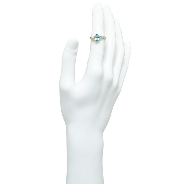Pt900 プラチナ アクアマリン1.38ct ダイヤ0.07ct リング 指輪 レディース 12.5号 【中古】