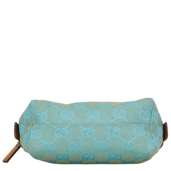 グッチ GGキャンバス ポーチ 29596 ブルー ブラウン キャンバス レザー レディース GUCCI 【中古】