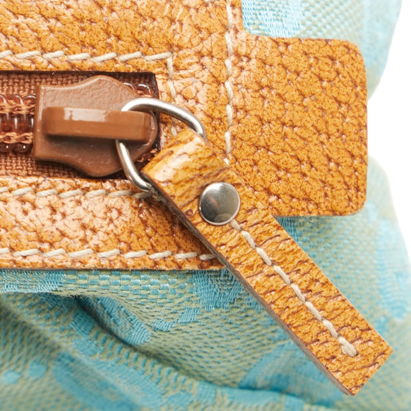 グッチ GGキャンバス ポーチ 29596 ブルー ブラウン キャンバス レザー レディース GUCCI 【中古】