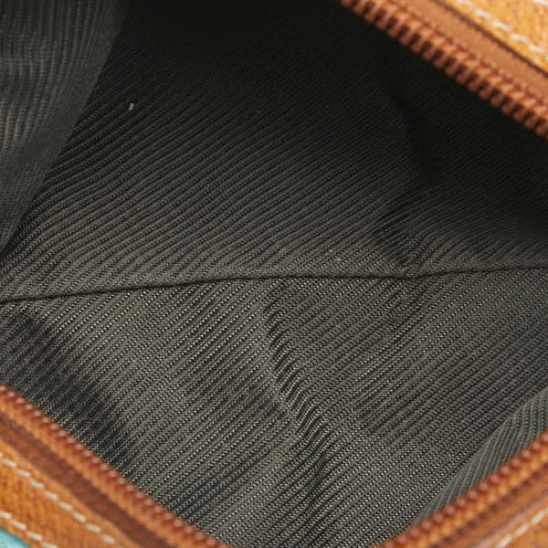 グッチ GGキャンバス ポーチ 29596 ブルー ブラウン キャンバス レザー レディース GUCCI 【中古】