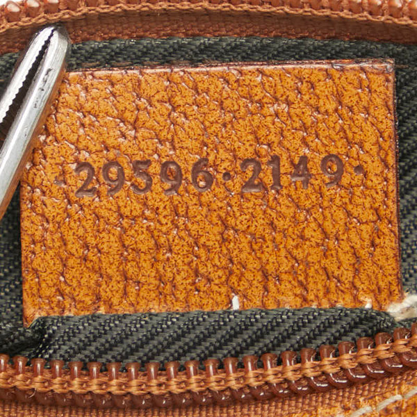 グッチ GGキャンバス ポーチ 29596 ブルー ブラウン キャンバス レザー レディース GUCCI 【中古】