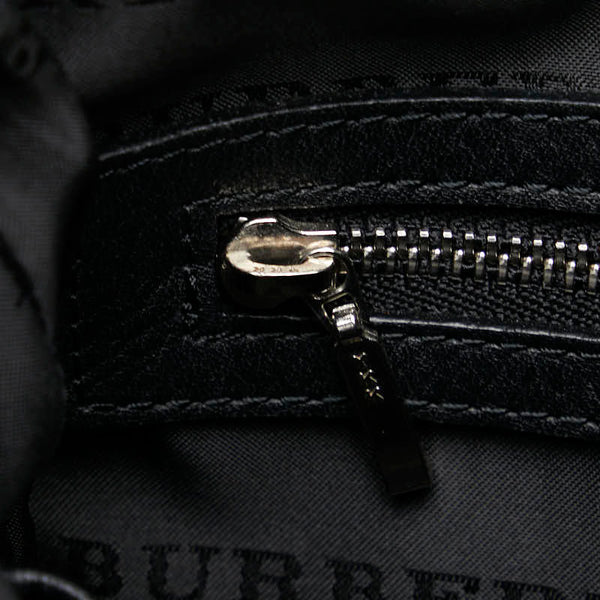 バーバリー ノバチェック ショルダーバッグ ブラック ベージュ ナイロン レザー レディース BURBERRY 【中古】