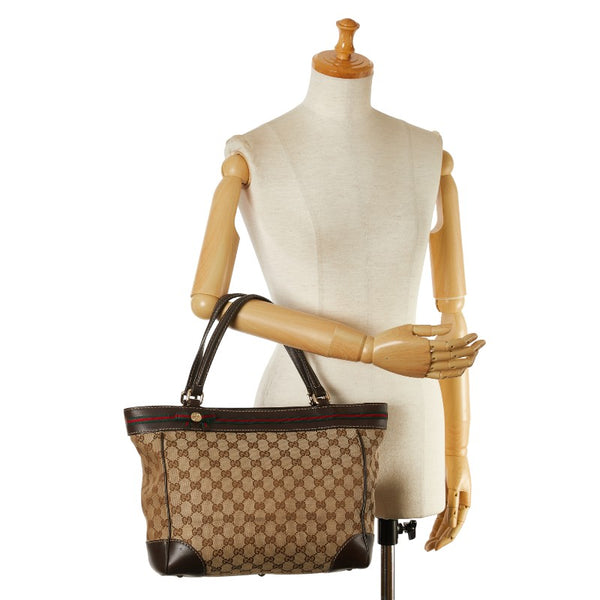 グッチ GGキャンバス シェリーライン メイフェア トートバッグ ハンドバッグ 257061 ベージュ キャンバス レザー レディース GUCCI 【中古】