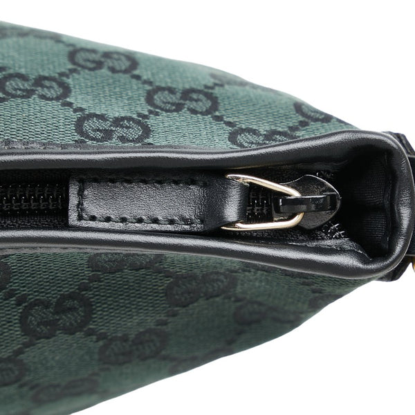 グッチ GGキャンバス アビー ショルダーバッグ 272400 グリーン ブラック キャンバス レザー レディース GUCCI 【中古】