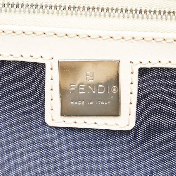 フェンディ トートバッグ ショルダーバッグ ネイビー ホワイト キャンバス レザー レディース FENDI 【中古】