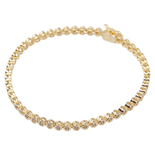 K18YG イエローゴールド ダイヤ1.00ct テニスチェーン ブレスレット レディース 【中古】