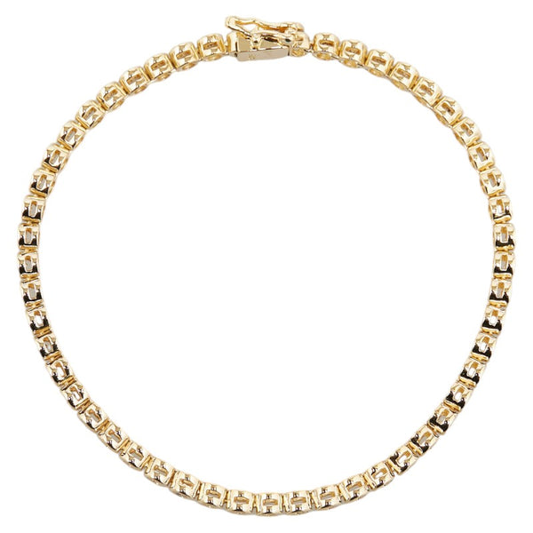 K18YG イエローゴールド ダイヤ1.00ct テニスチェーン ブレスレット レディース 【中古】