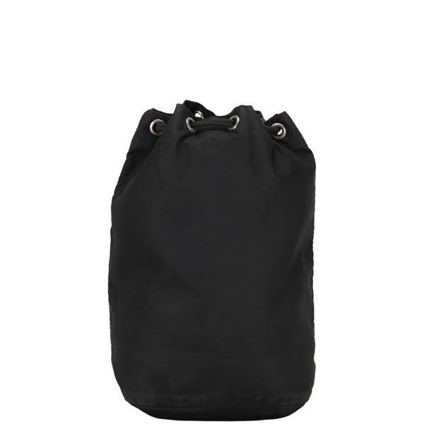 プラダ 三角ロゴプレート ポーチ ブラック ナイロン レザー レディース PRADA 【中古】