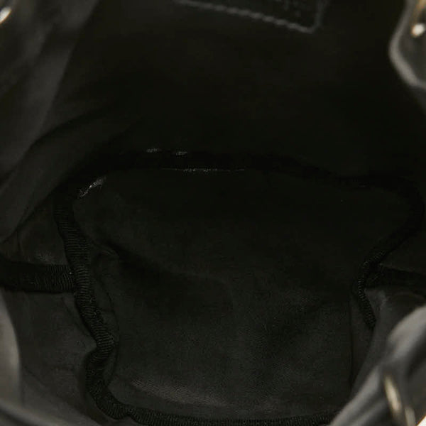 プラダ 三角ロゴプレート ポーチ ブラック ナイロン レザー レディース PRADA 【中古】