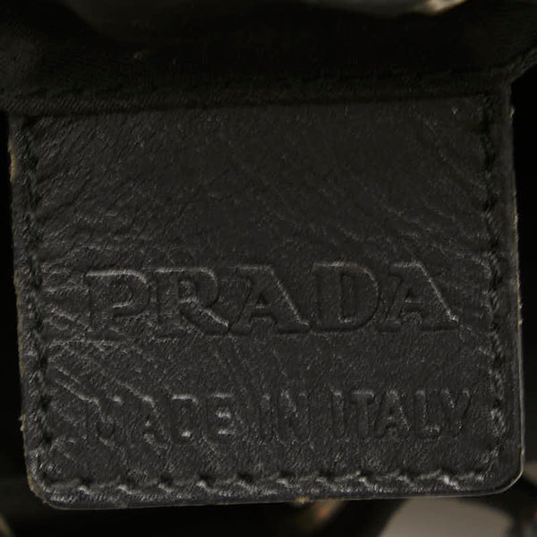 プラダ 三角ロゴプレート ポーチ ブラック ナイロン レザー レディース PRADA 【中古】