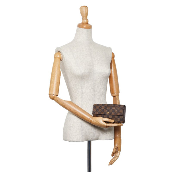 ルイ ヴィトン ダミエ ポルトモネ クレディ 長財布 N61726 エベヌ ブラウン PVC レディース LOUIS VUITTON 【中古】