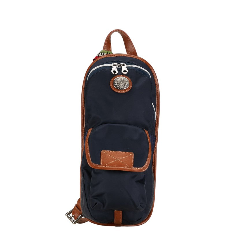 オロビアンコ ミニリュック バックパック ボディバッグ ネイビー ブラウン ナイロン レザー メンズ Orobianco 【中古】