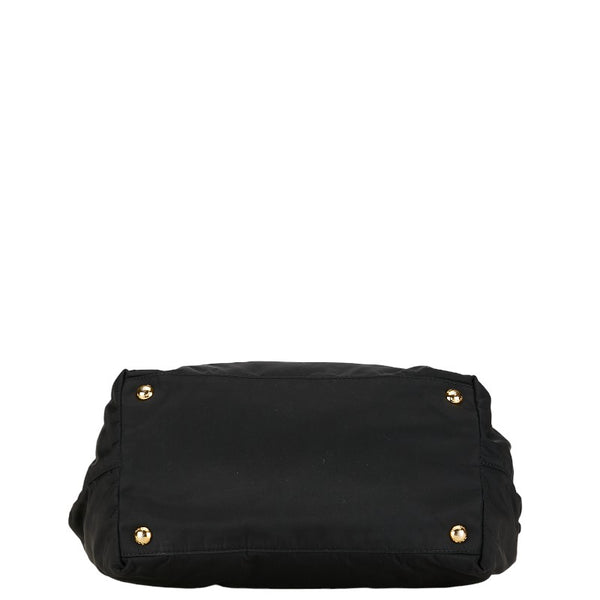 プラダ リボン テスート ハンドバッグ BN1601 ブラック ナイロン レザー レディース PRADA 【中古】
