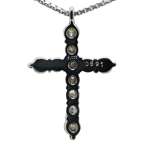 Pt950 プラチナ Pt850 プラチナ ダイヤ0.891ct クロス 十字架 モチーフ ペンダントネックレス レディース 【中古】