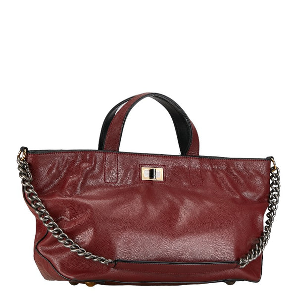 シャネル チェーンショルダーバッグ ハンドバッグ レッド キャビアスキン レディース CHANEL 【中古】