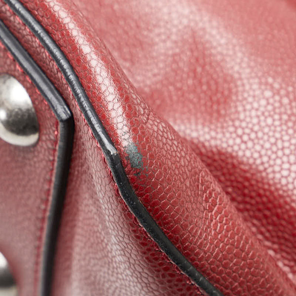 シャネル チェーンショルダーバッグ ハンドバッグ レッド キャビアスキン レディース CHANEL 【中古】