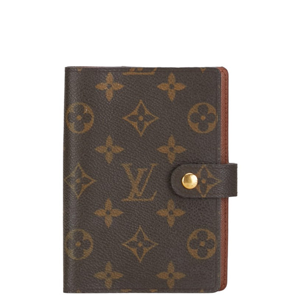 ルイ ヴィトン モノグラム アジェンダPM 手帳カバー 6穴 R20005 ブラウン PVC レザー レディース LOUIS VUITTON 【中古】