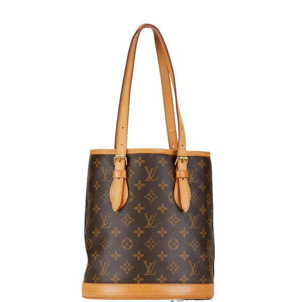 ルイ ヴィトン モノグラム プチ バケットPM トートバッグ ショルダーバッグ M42238 ブラウン PVC レザー レディース LOUIS VUITTON 【中古】
