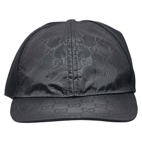 グッチ GGナイロン キャップ ベースボールキャップ サイズ：M 58cm ブラック ナイロン メンズ GUCCI 【中古】