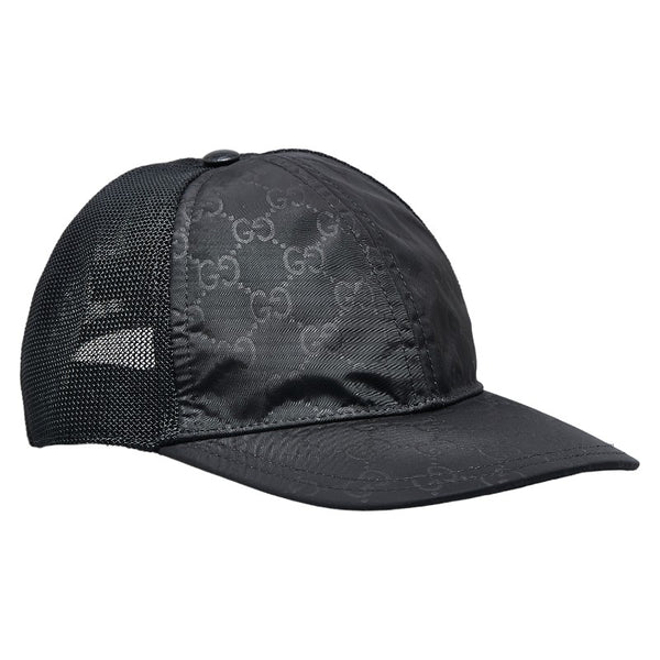グッチ GGナイロン キャップ ベースボールキャップ サイズ：M 58cm ブラック ナイロン メンズ GUCCI 【中古】