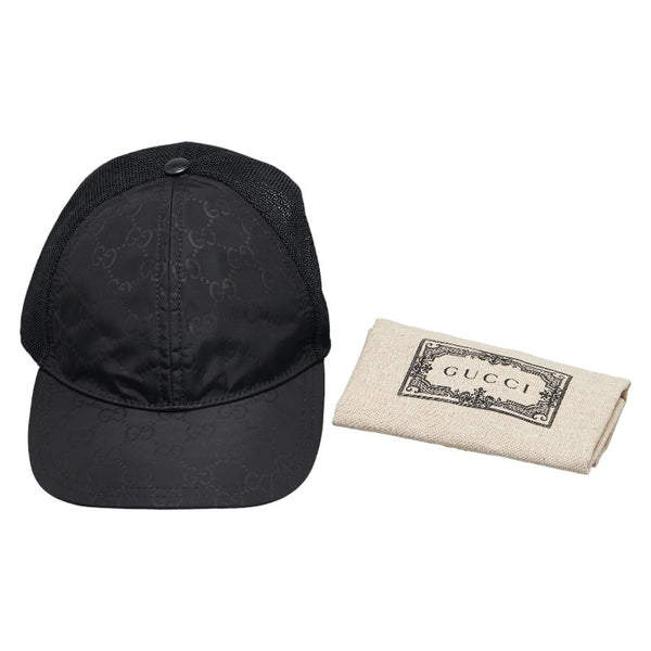 グッチ GGナイロン キャップ ベースボールキャップ サイズ：M 58cm ブラック ナイロン メンズ GUCCI 【中古】