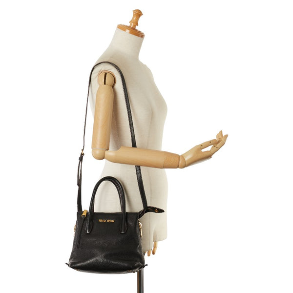 ミュウミュウ ミニハンドバッグ ショルダーバッグ 2WAY ブラック レザー レディース MIUMIU 【中古】