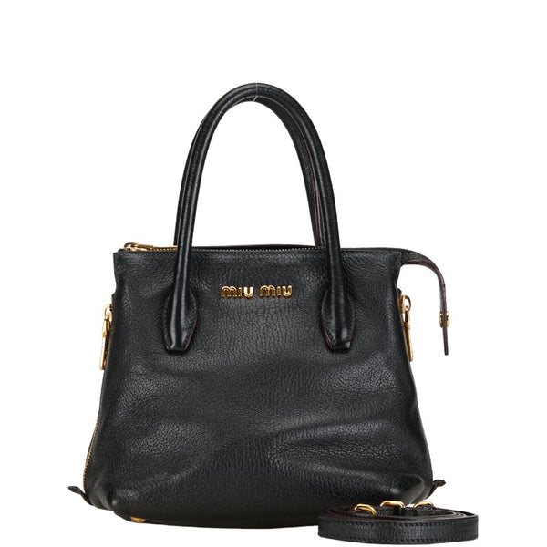 ミュウミュウ ミニハンドバッグ ショルダーバッグ 2WAY ブラック レザー レディース MIUMIU 【中古】