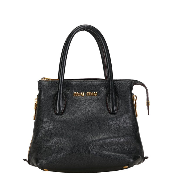 ミュウミュウ ミニハンドバッグ ショルダーバッグ 2WAY ブラック レザー レディース MIUMIU 【中古】