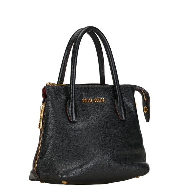 ミュウミュウ ミニハンドバッグ ショルダーバッグ 2WAY ブラック レザー レディース MIUMIU 【中古】