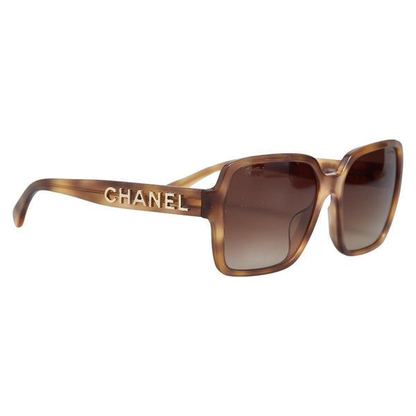 シャネル ロゴ サングラス 5408-A ブラウン プラスチック レディース CHANEL 【中古】