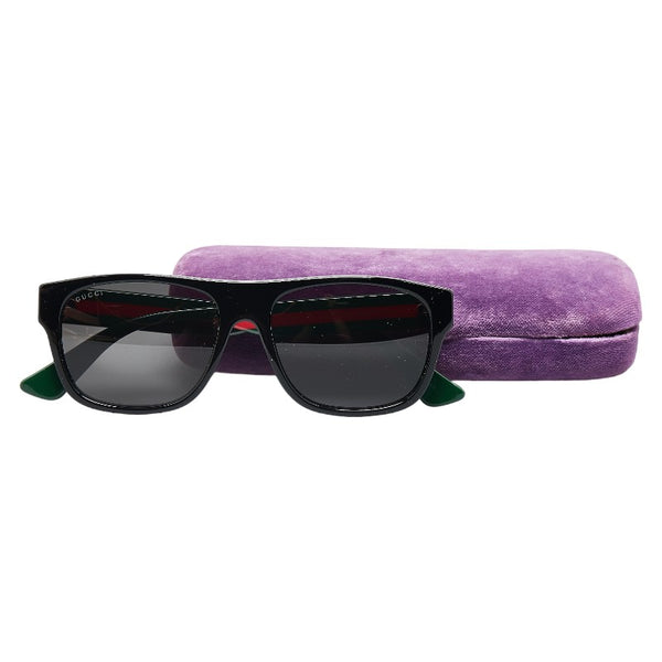 グッチ アイウェア シェリーライン サングラス GG0341S ブラック プラスチック メンズ GUCCI 【中古】