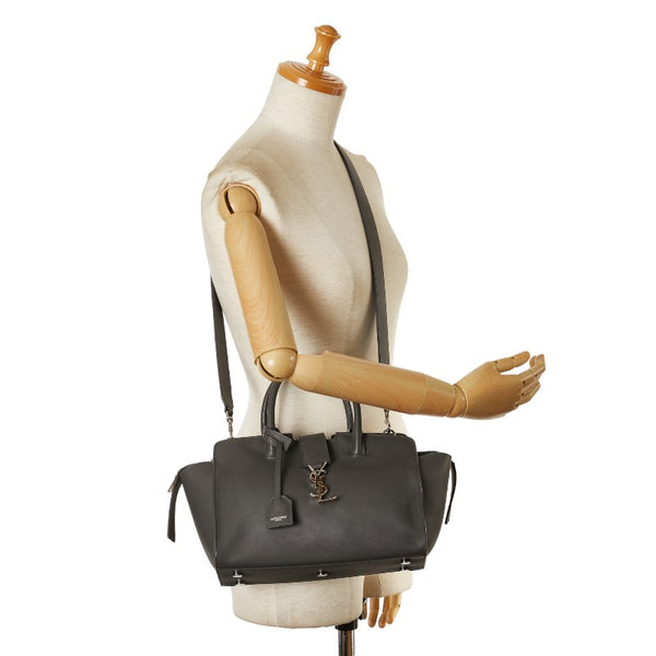 サンローラン ダウンタウンカバス ハンドバッグ ショルダーバッグ 2WAY 653567 グレー レザー レディース SAINT LAURENT 【中古】