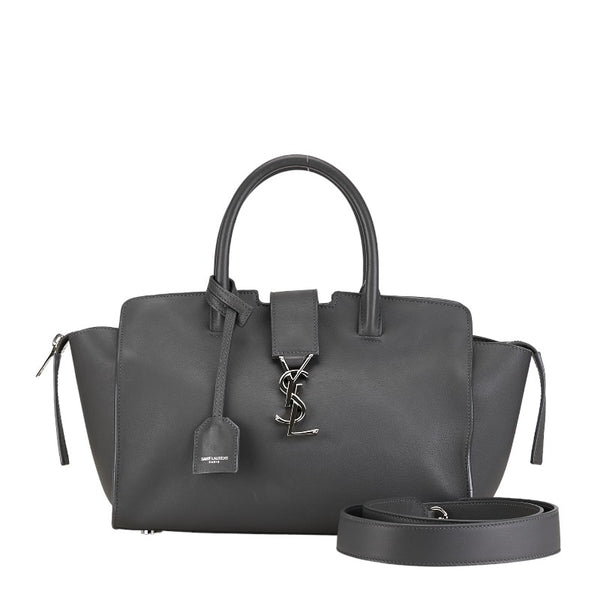 サンローラン ダウンタウンカバス ハンドバッグ ショルダーバッグ 2WAY 653567 グレー レザー レディース SAINT LAURENT 【中古】