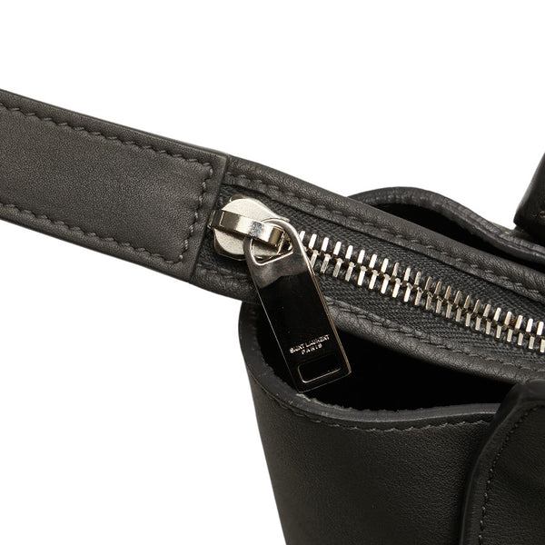 サンローラン ダウンタウンカバス ハンドバッグ ショルダーバッグ 2WAY 653567 グレー レザー レディース SAINT LAURENT 【中古】