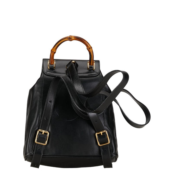 グッチ バンブー リュック バックパック 003 3444 0030 ブラック レザー レディース GUCCI 【中古】