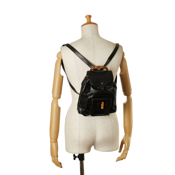 グッチ バンブー リュック バックパック 003 3444 0030 ブラック レザー レディース GUCCI 【中古】