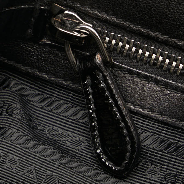 プラダ ギャザー ハンドバッグ トートバッグ BN1336 ブラック エナメル レディース PRADA 【中古】