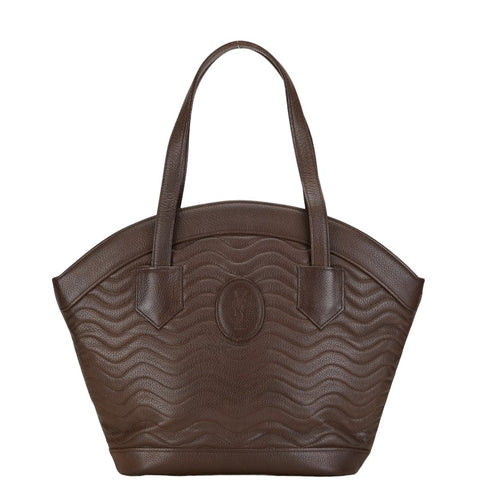 サンローラン YSLロゴ ハンドバッグ ブラウン レザー レディース SAINT LAURENT 【中古】