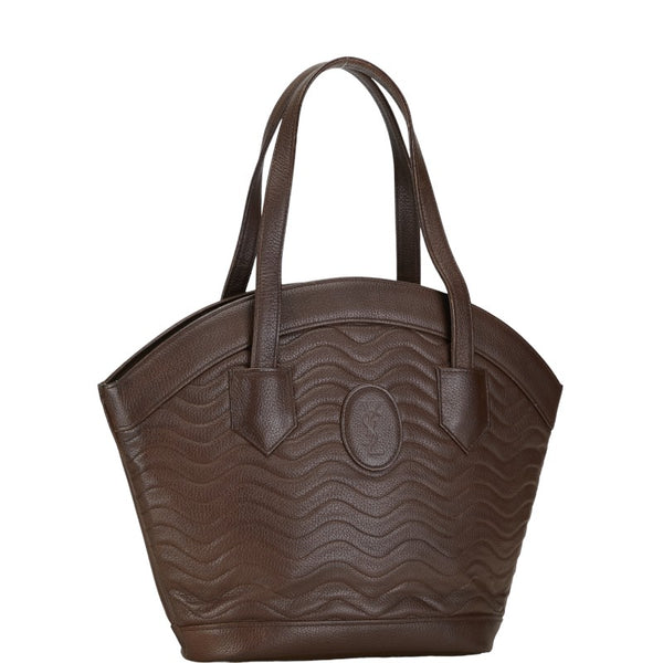 サンローラン YSLロゴ ハンドバッグ ブラウン レザー レディース SAINT LAURENT 【中古】