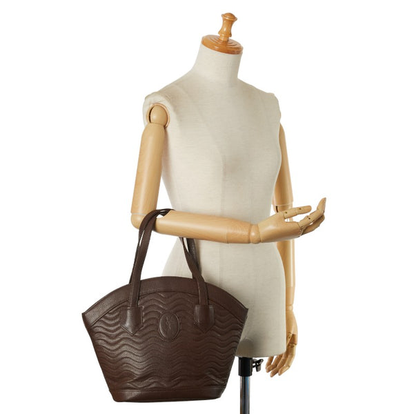 サンローラン YSLロゴ ハンドバッグ ブラウン レザー レディース SAINT LAURENT 【中古】